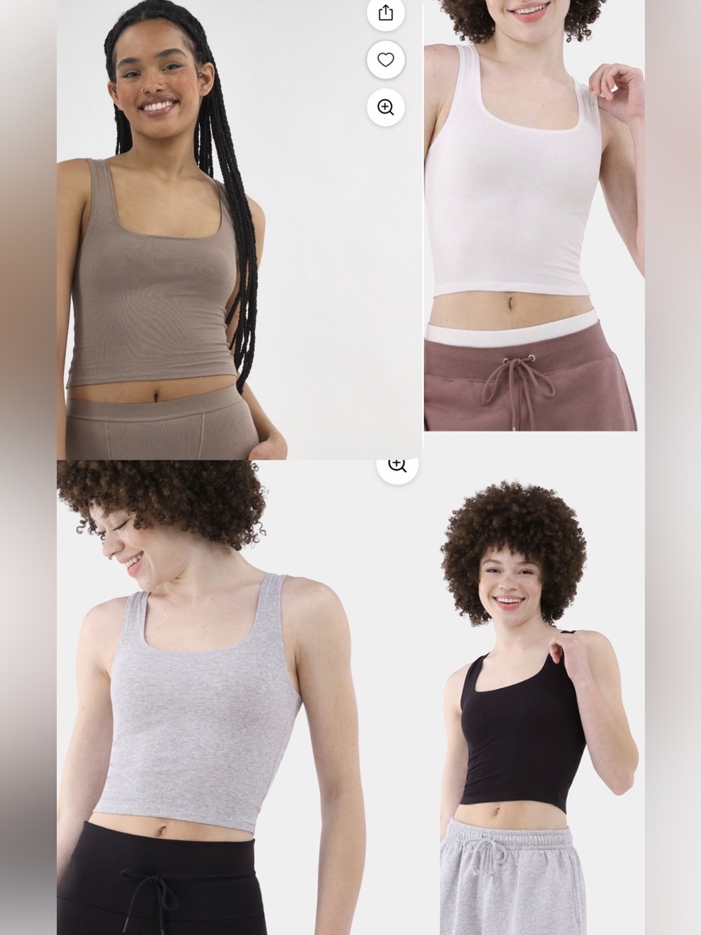 No Boundaries Ribbed Square-Neck Crop Tank — Black, Gray, Taupe, White